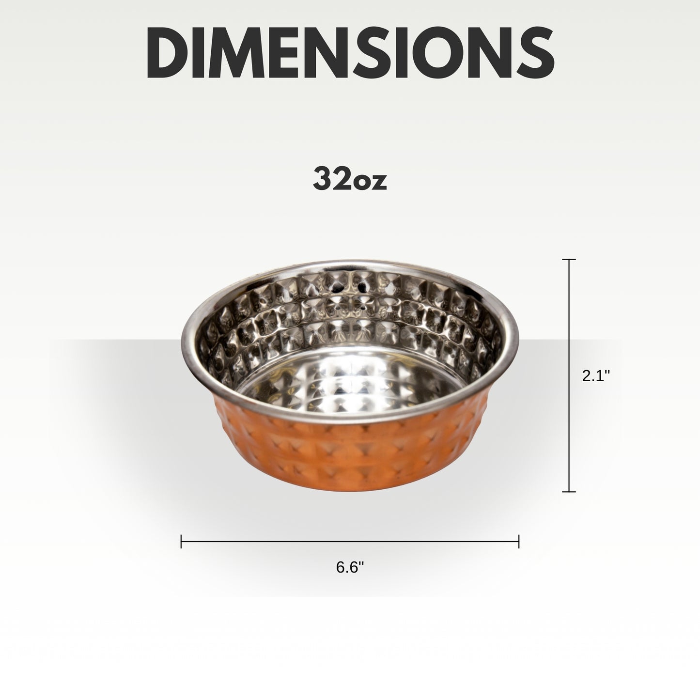 Country Living Set of 2 Hammered Stainless Steel Eco Dog Bowls - Durable & Stylish, Eco-Conscious Feeding Solution for Pets, Ideal for Medium Sized Dogs – Bronze/32oz