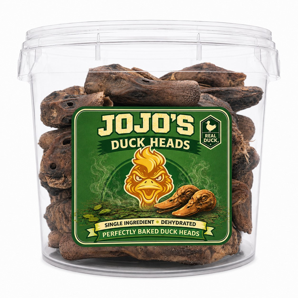 Duck Heads Dog Treats | 20 Pieces | Natural Single Ingredient High-Protein Chews | 5L Value Bucket