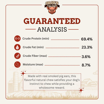 Natural smoked pig ears dog chews in value bucket