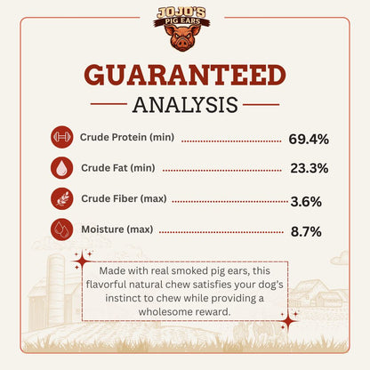 Natural smoked pig ears dog chews in value bucket