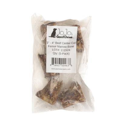 Beef Femur Center Cut Bones (3”–4”) – All-Natural Roasted Dog Chews for Medium & Power Chewers (5-Pack)