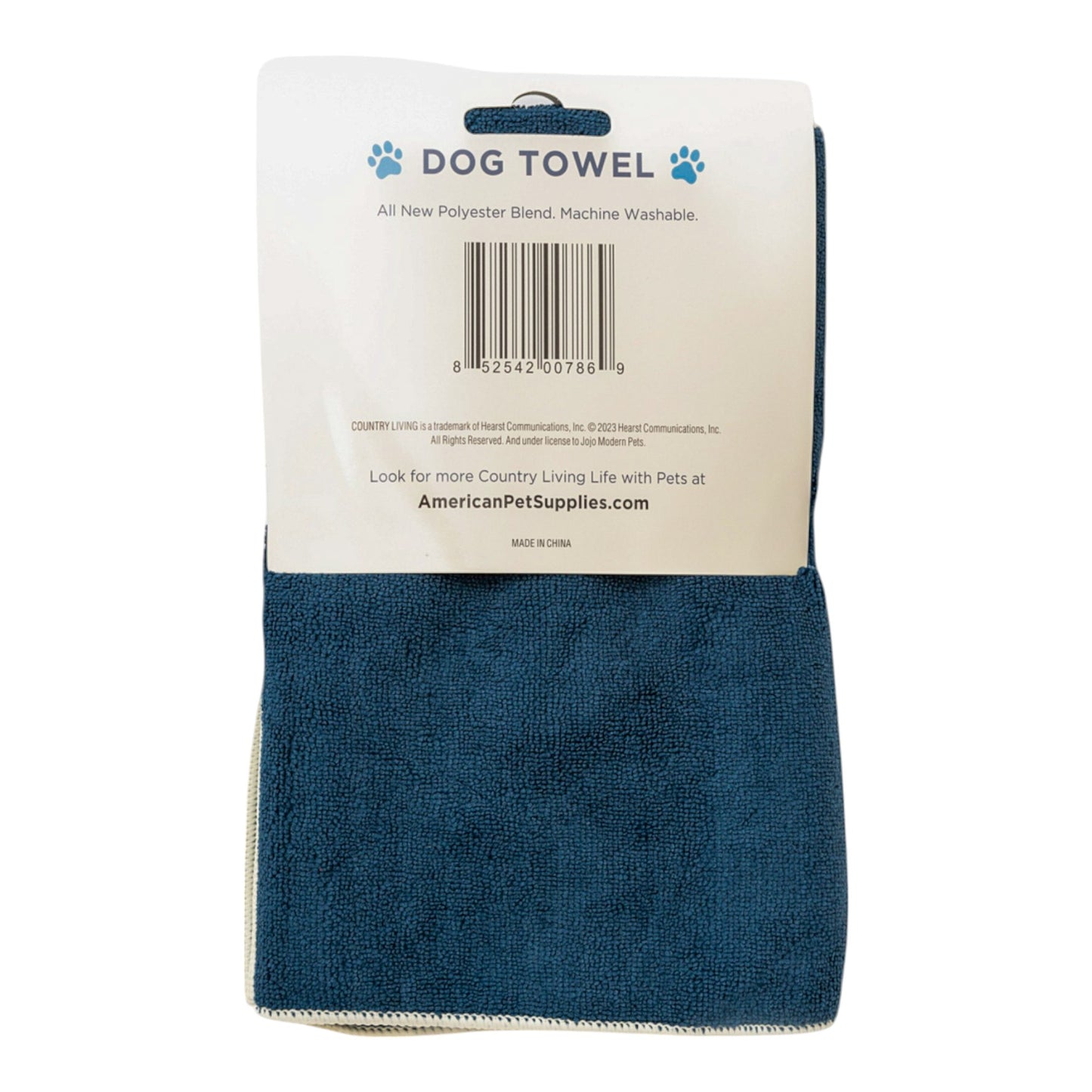 Country Living Large Marine Blue Microfiber Dog Bath Towel - Quick-Drying, Absorbent, and Durable, Machine Washable, Embroidered Paw Print, 48" x 22" - Perfect for All Dog Sizes and Fur Types