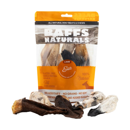 BAFFS NATURALS All-Natural Premium Lamb Ear Dog Chews – 3.5oz Bag