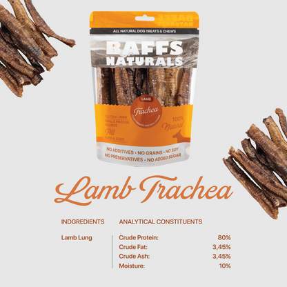 BAFFS NATURALS All-Natural Premium Lamb Trachea Dog Chews – 2 Pack (10 Chews Each)