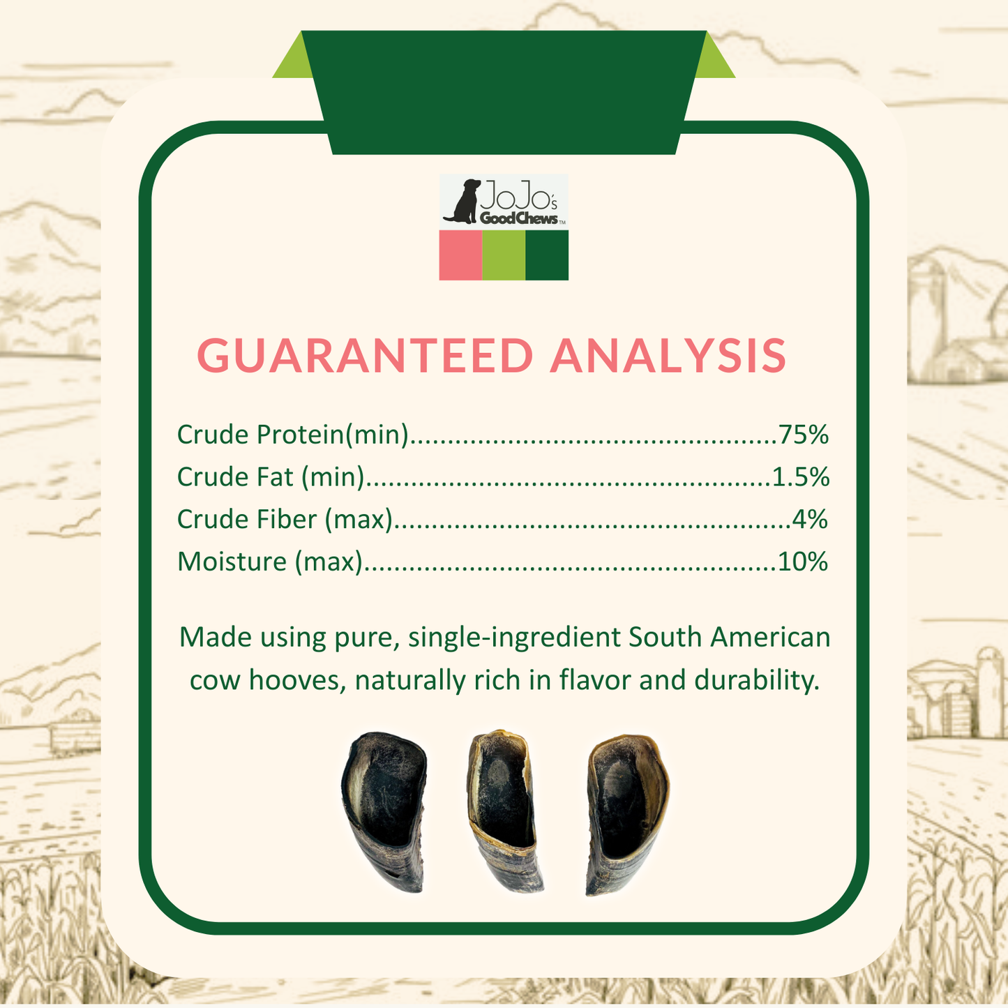 All-Natural Cow Hooves Dog Chews – Premium Crunchy Treats for Dental Health – (25/Case)