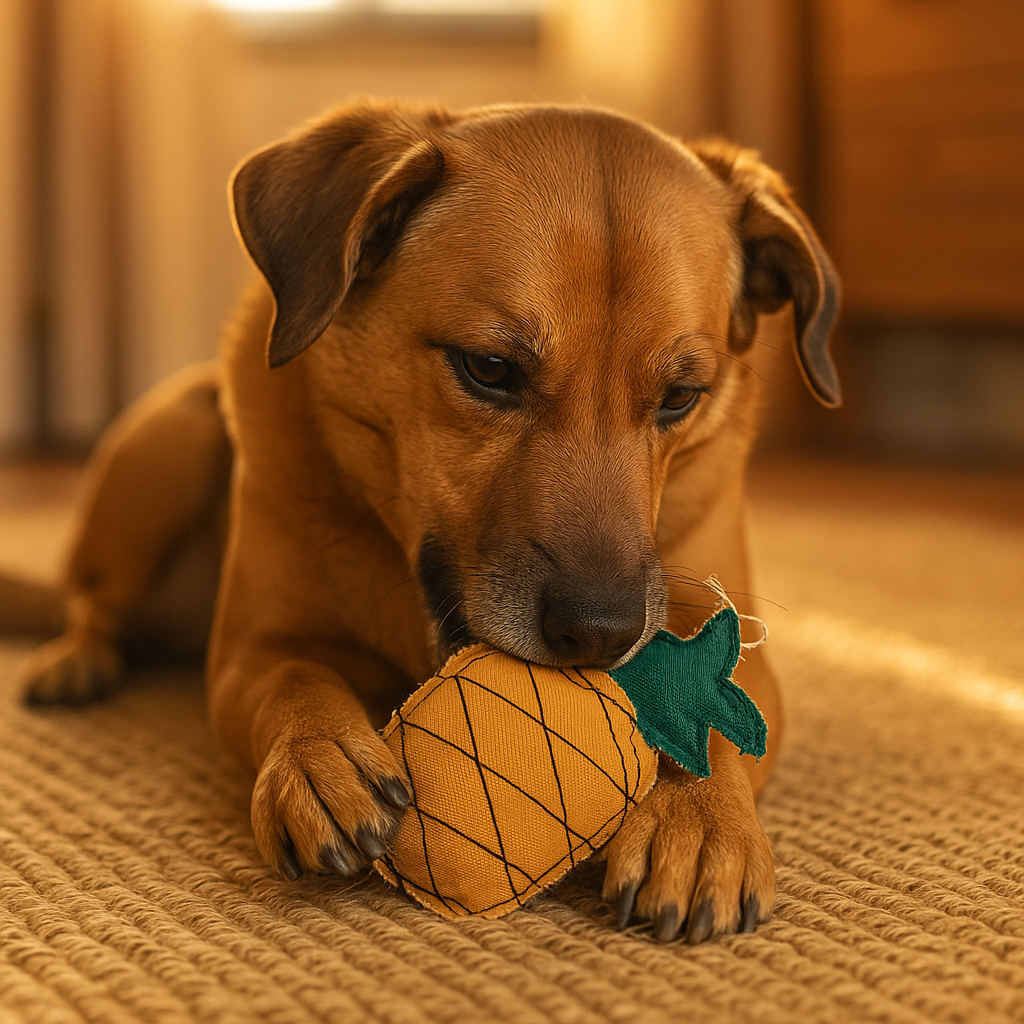 Country Living Dog Chew Toy Set - 3-Piece Canvas & Jute Toys in Pineapple, Fire Hydrant & Butterfly Shapes - Durable, Natural Fibers for Small & Medium Dogs