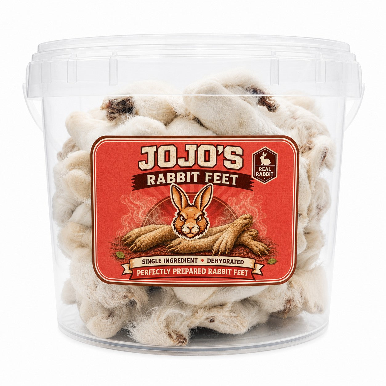 Rabbit Feet with Fur Dog Treats | 50 Pieces | Natural Single Ingredient Dog Chews | 5L Value Bucket