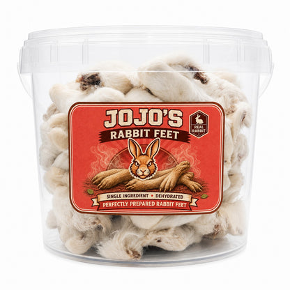 Rabbit Feet with Fur Dog Treats | 50 Pieces | Natural Single Ingredient Dog Chews | 5L Value Bucket