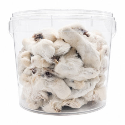 Rabbit Feet with Fur Dog Treats | 50 Pieces | Natural Single Ingredient Dog Chews | 5L Value Bucket