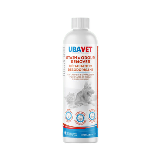 UBAVET Stain and Odor Remover for Dogs & Cats – Powerful Enzyme Cleaner – (16.9 fl oz / 500ml)