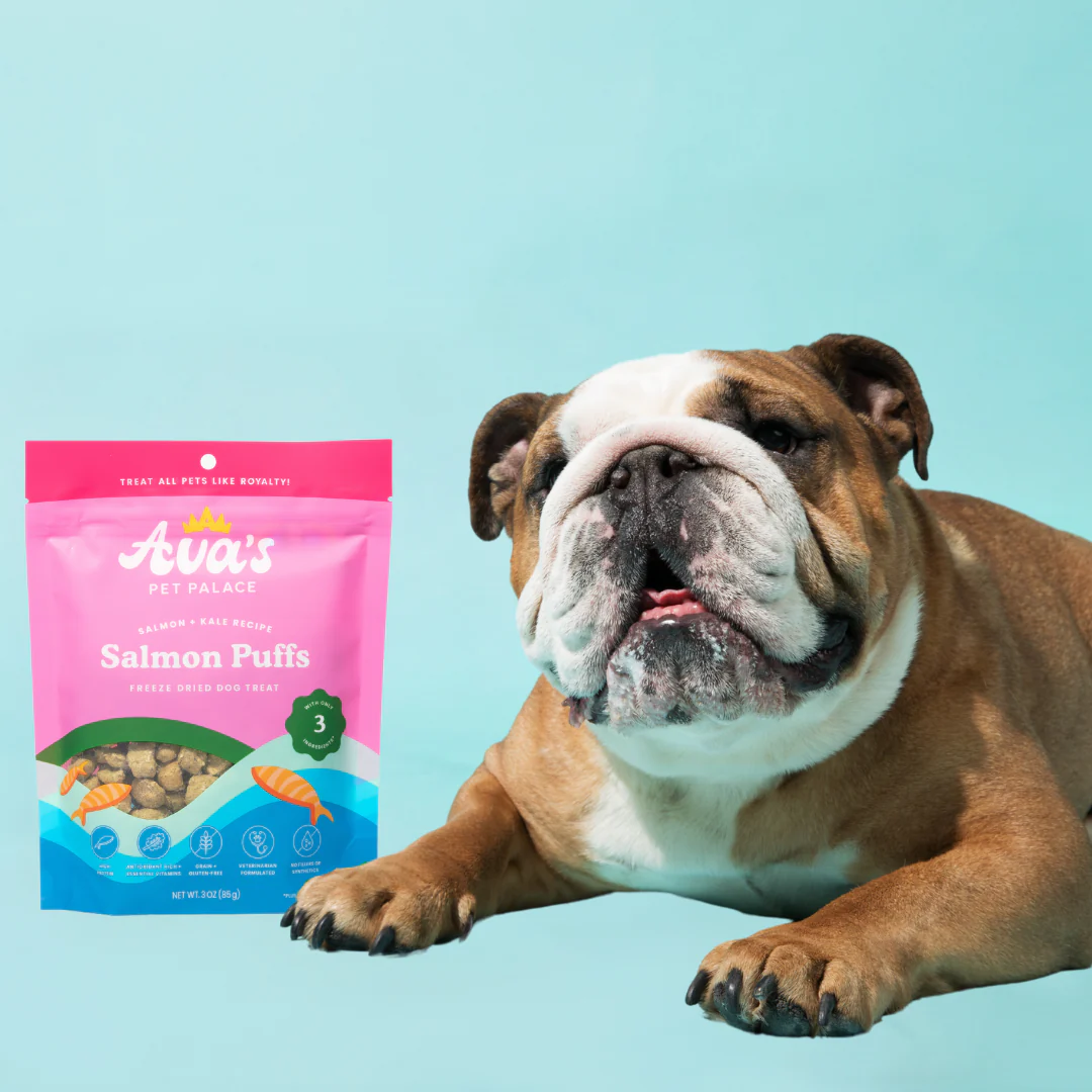 Ava's Pet Palace Freeze-Dried Salmon Puffs: Omega-3 Rich Wild-Caught Salmon, Kale & Flaxseed Dog Treats (3 oz)