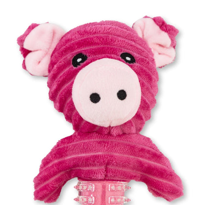 Pink Pig Corduroy Plush Squeaking Chew Toy for Dogs