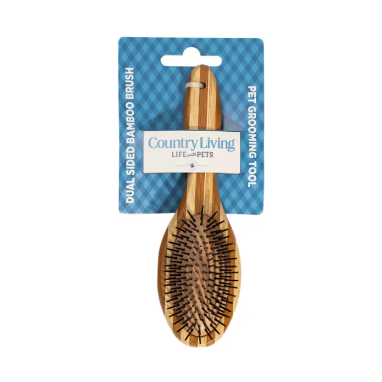 Country Living Dual-Sided Bamboo Dog Brush - Eco-Friendly, Ergonomic & Versatile