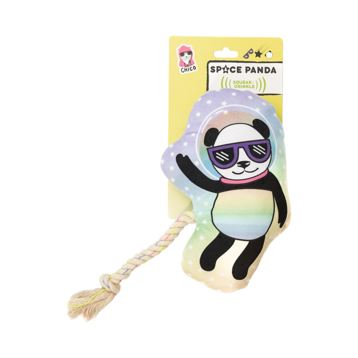 Space Panda Crinkle and Squeaky Plush Dog Toy