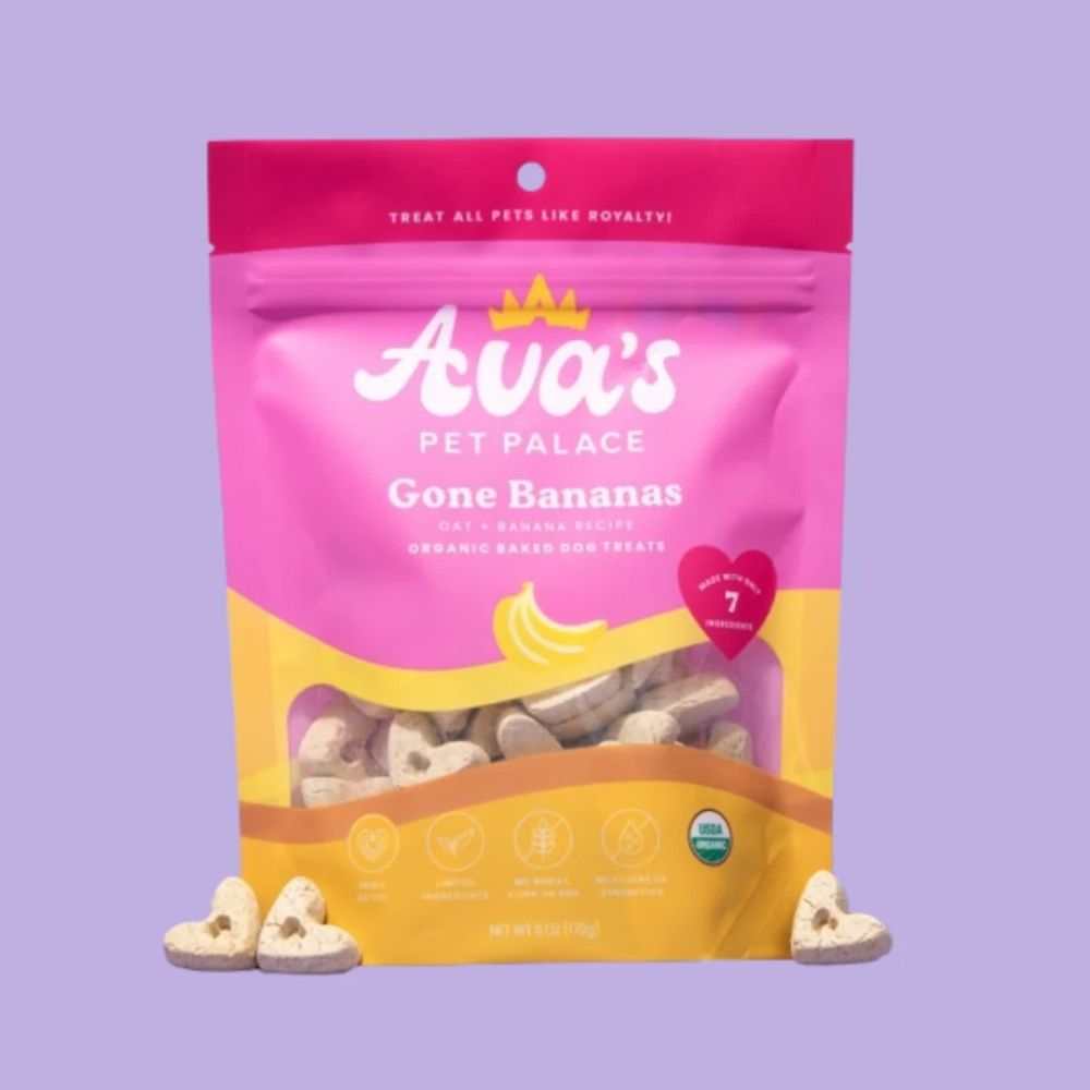 Ava's Pet Palace organic baked banana dog treats Gone Bananas natural dog snack