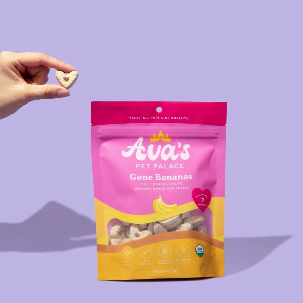 Ava's Pet Palace organic baked banana dog treats Gone Bananas natural dog snack