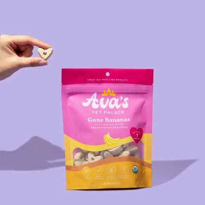 Ava's Pet Palace organic baked banana dog treats Gone Bananas natural dog snack
