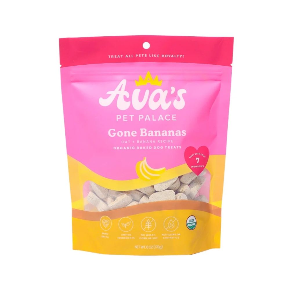 Ava's Pet Palace organic baked banana dog treats Gone Bananas natural dog snack