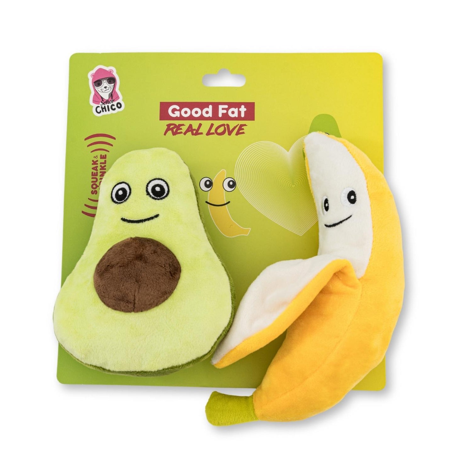 Avocado and banana plush dog toy gift set cute dog toys