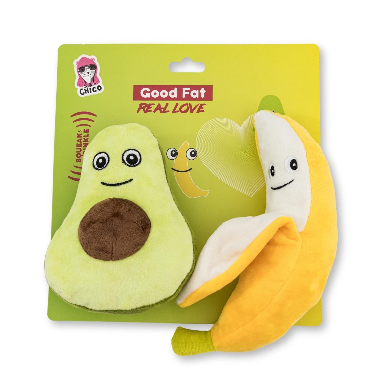 Avocado and banana plush dog toy gift set cute dog toys