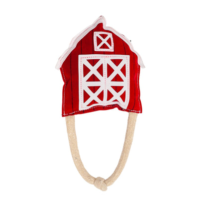 Country Living farm-themed dog toy set with barn, tractor and pickup truck