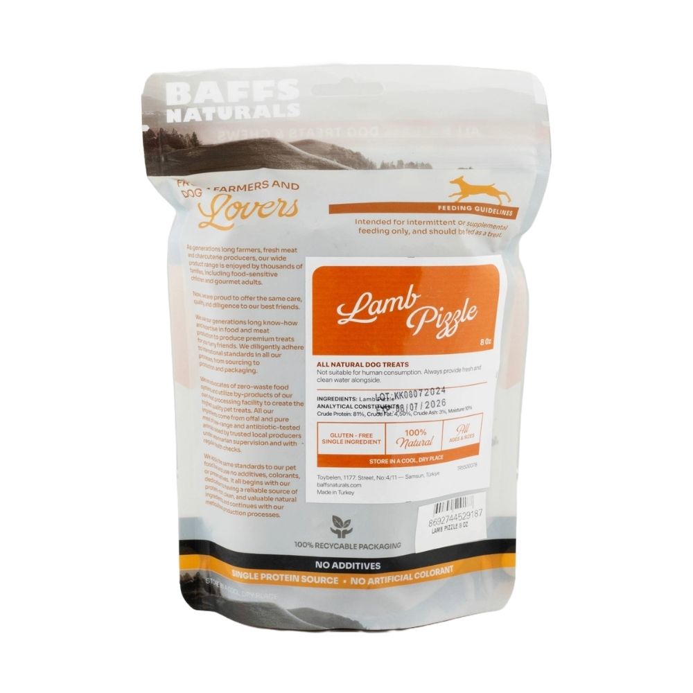 BAFFS NATURALS braided lamb pizzle dog chews