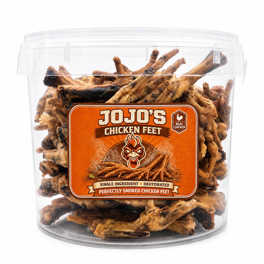 All-natural chicken feet dog treats with 80 pieces in a 5L bucket, single ingredient high protein chews for dogs