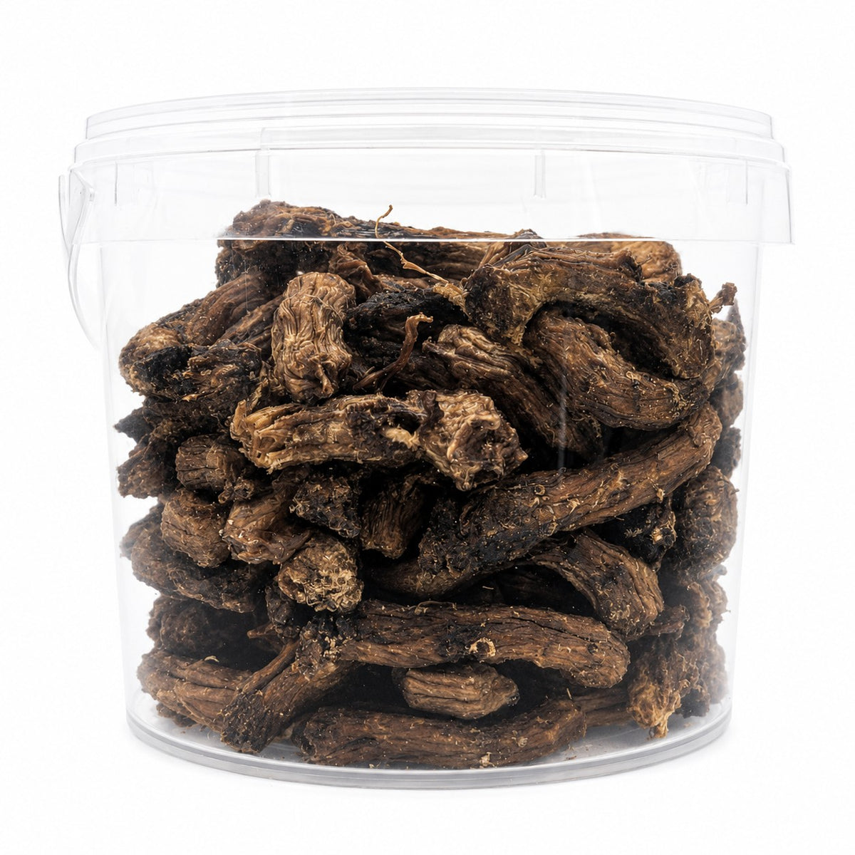 Natural chicken neck dog treats in 40 oz value bucket
