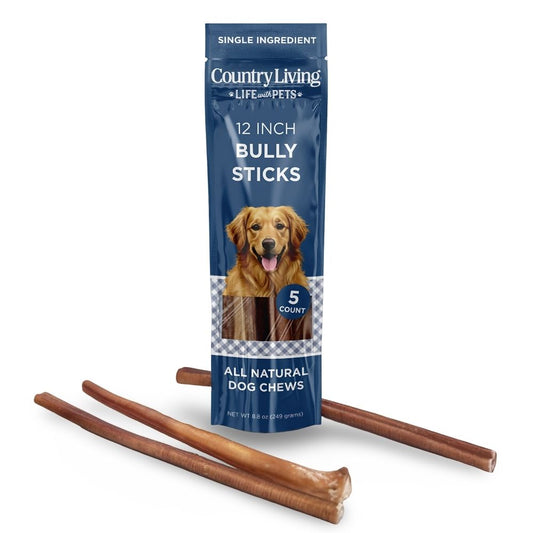 Country Living 12-inch bully sticks for dogs, 5-count natural single-ingredient chews