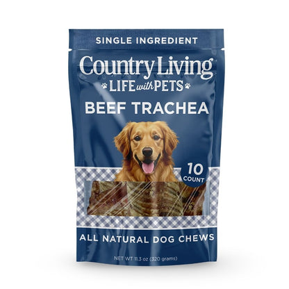 6 inch beef trachea dog chew size comparison in hand for medium and large dogs