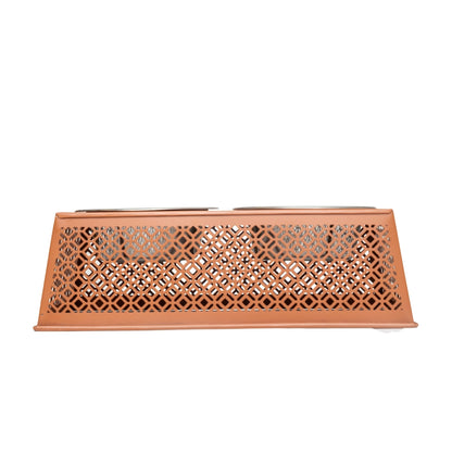 Apricot elevated dog feeder