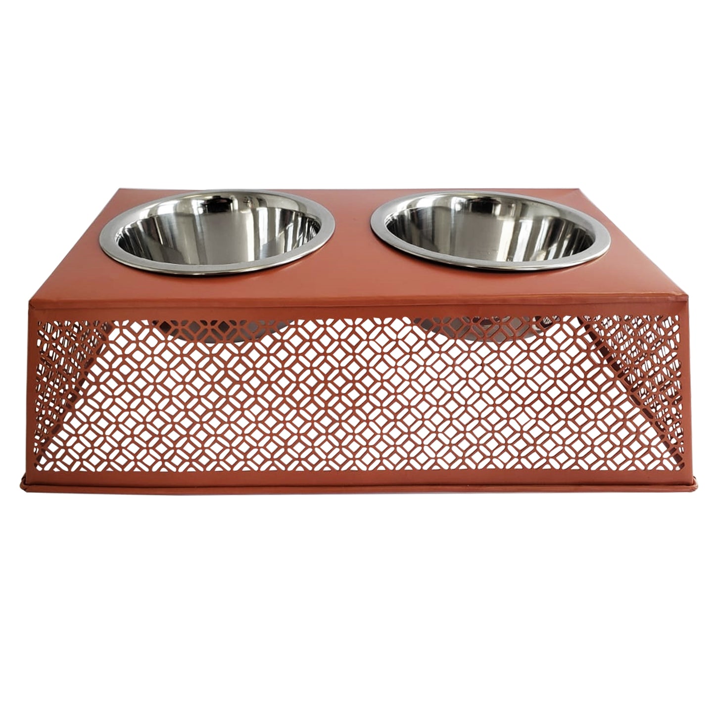 Apricot elevated dog feeder