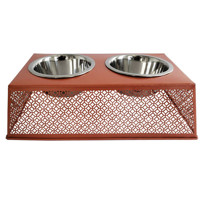 Apricot elevated dog feeder