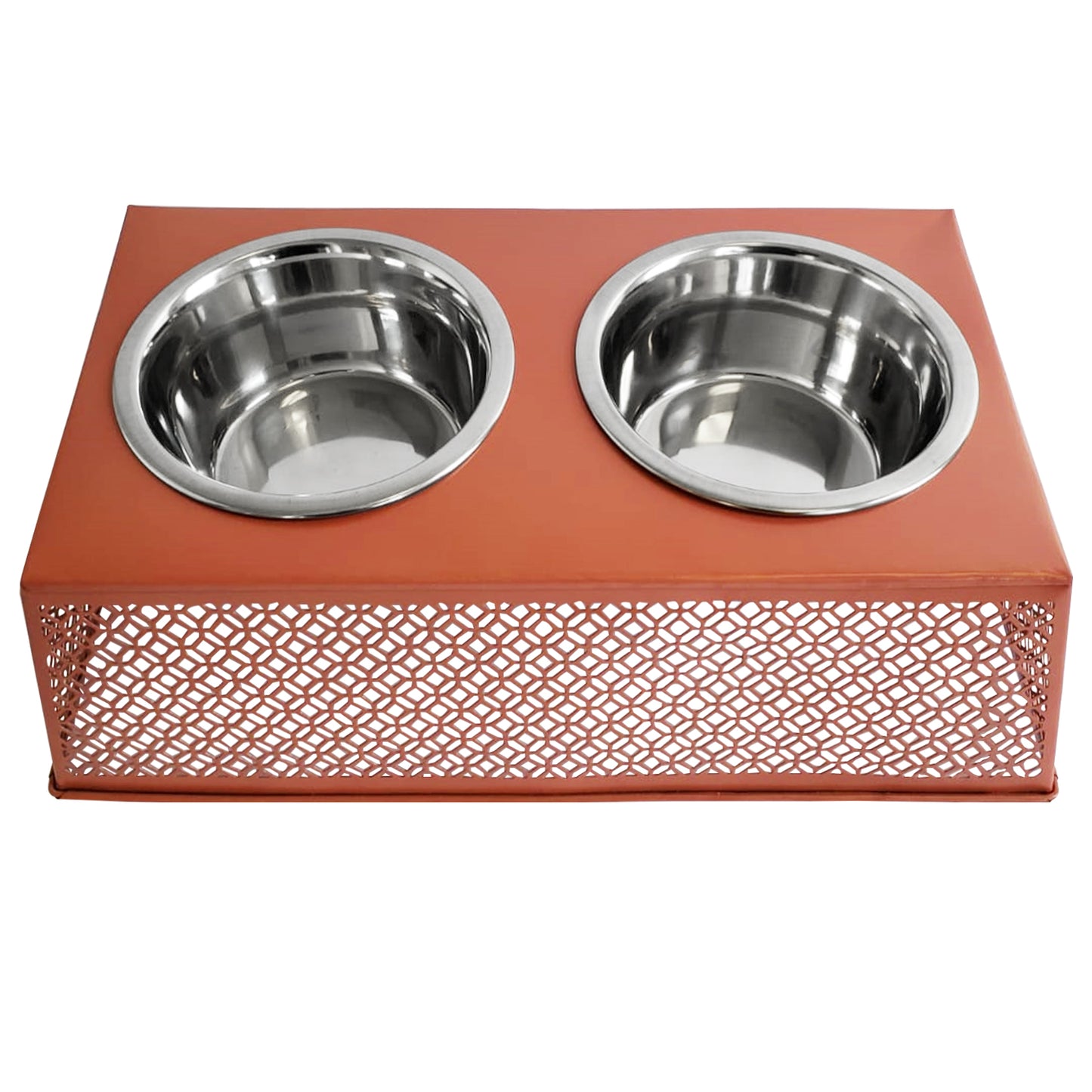 Apricot elevated dog feeder