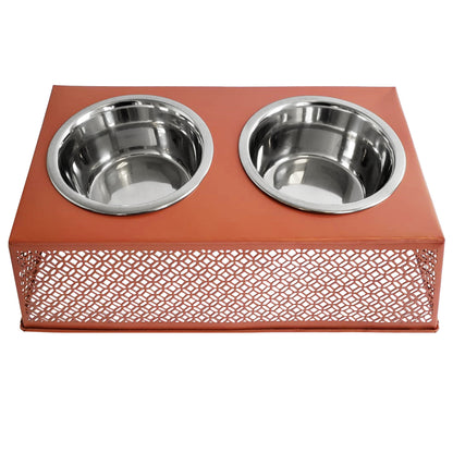 Apricot elevated dog feeder