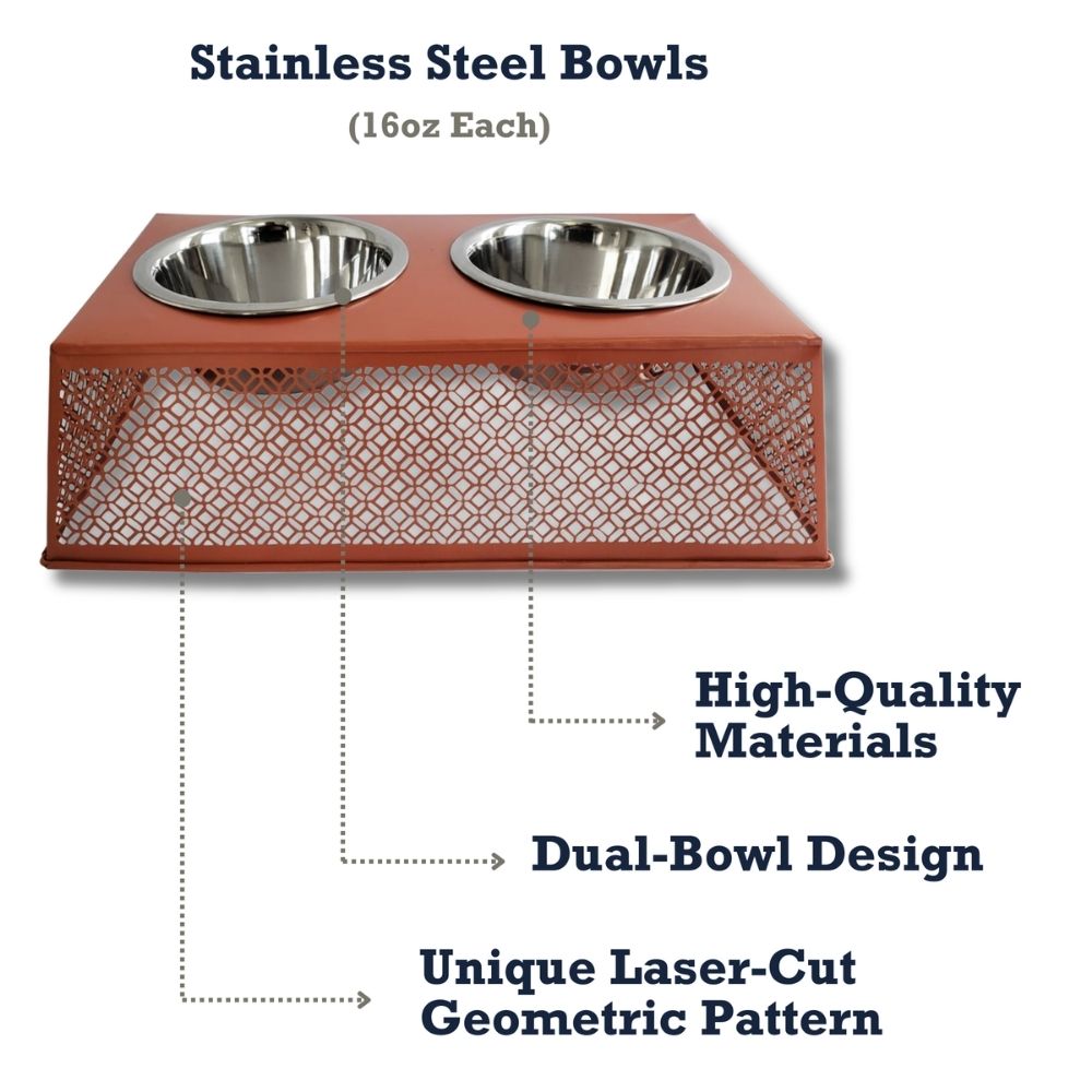Apricot elevated dog feeder