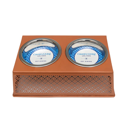 Apricot elevated dog feeder