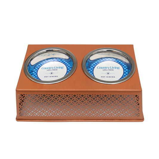 Apricot elevated dog feeder