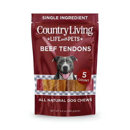 Country Living beef backstrap tendon dog chews, 5-count natural treats