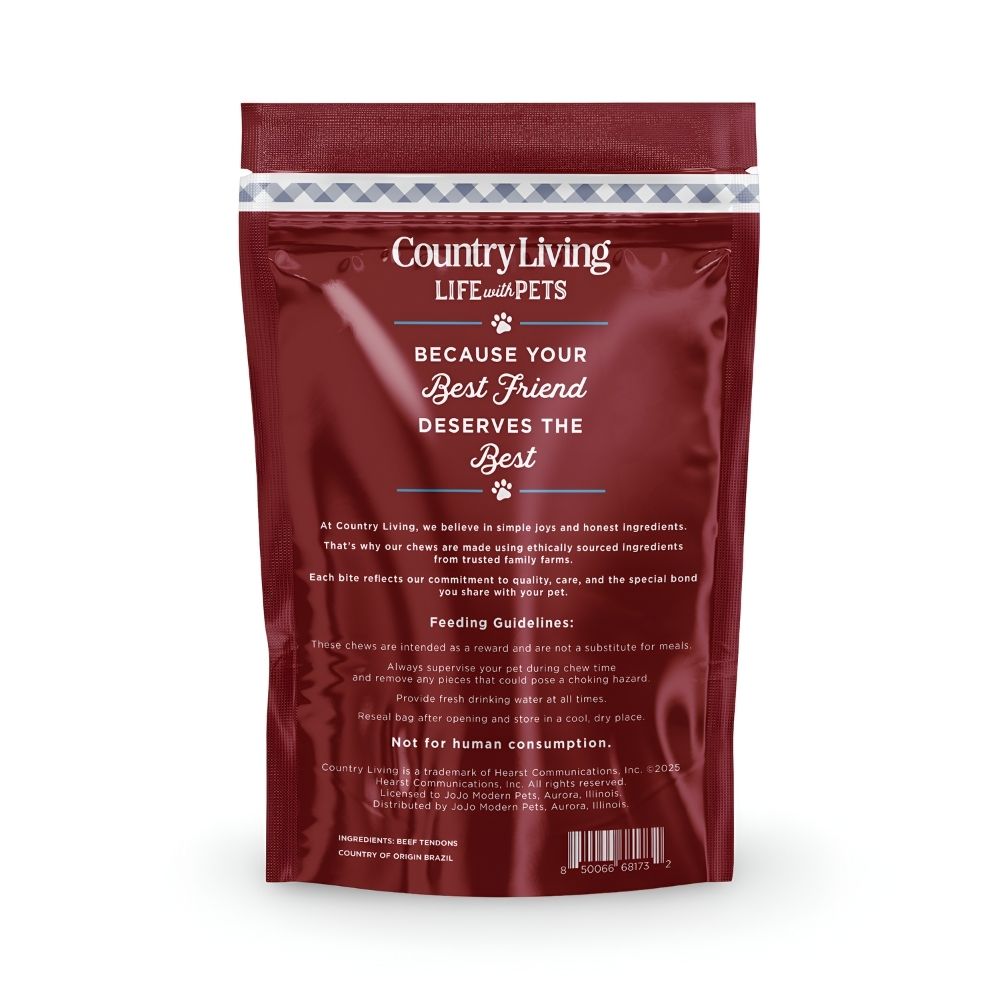 Country Living beef backstrap tendon dog chews, 5-count natural treats