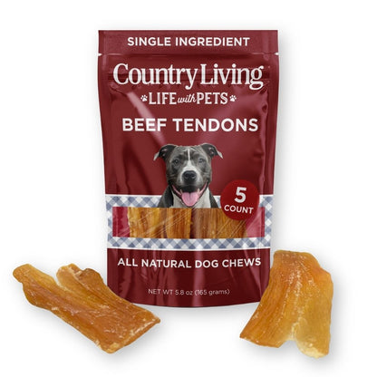 Country Living beef backstrap tendon dog chews, 5-count natural treats