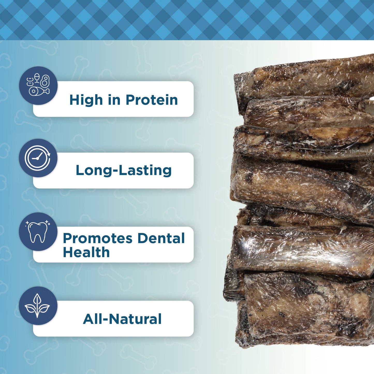 All-natural beef rib bones dog treats, long-lasting high-protein chews