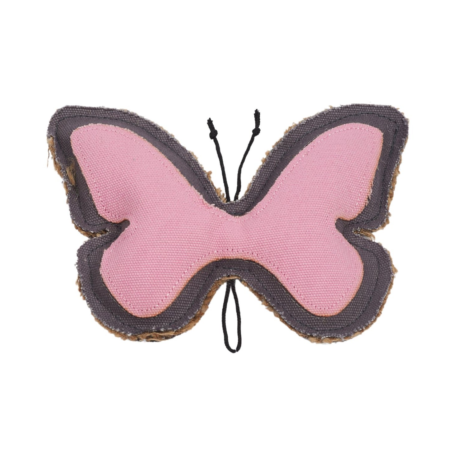 Butterfly-shaped canvas and jute dog chew toy