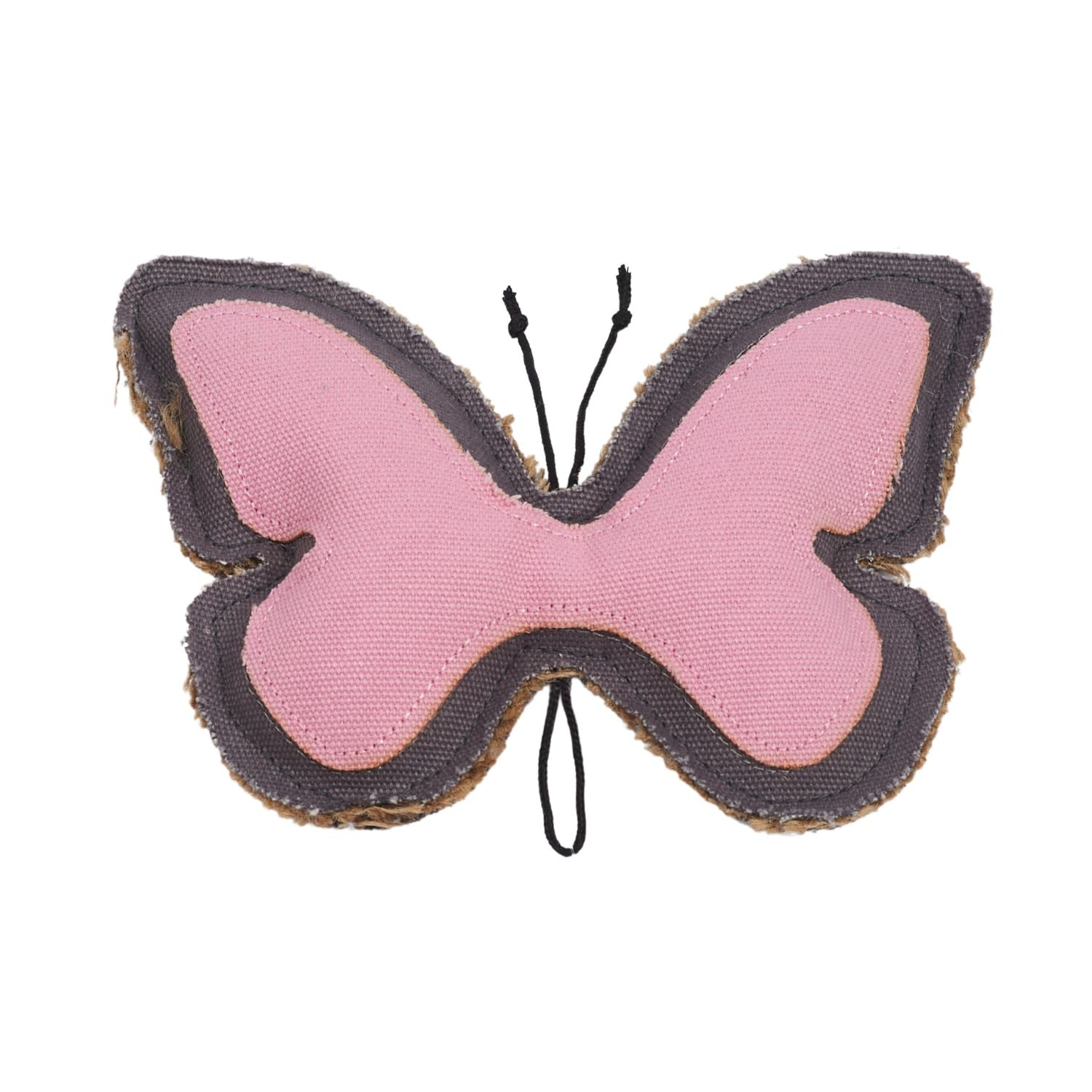 Butterfly-shaped canvas and jute dog chew toy