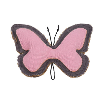Butterfly-shaped canvas and jute dog chew toy