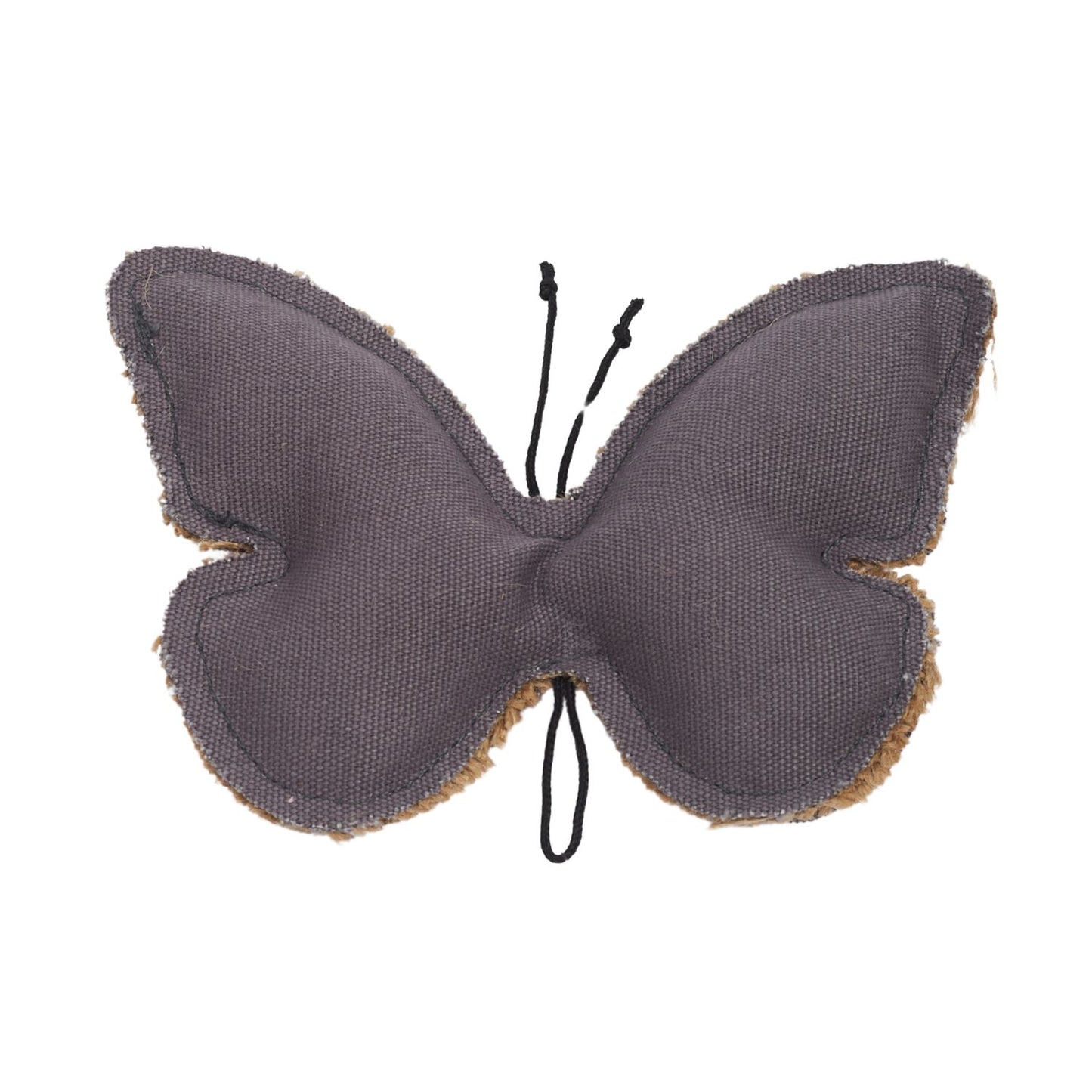 Butterfly-shaped canvas and jute dog chew toy