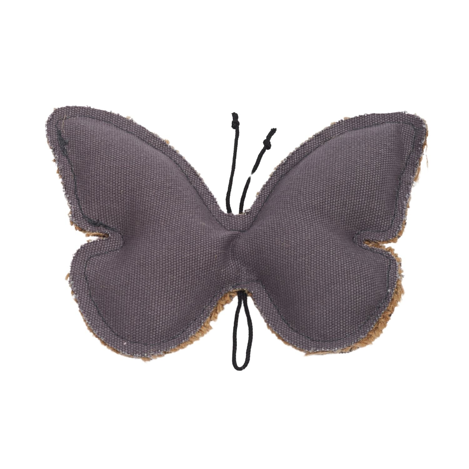 Butterfly-shaped canvas and jute dog chew toy