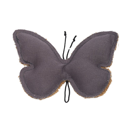 Butterfly-shaped canvas and jute dog chew toy