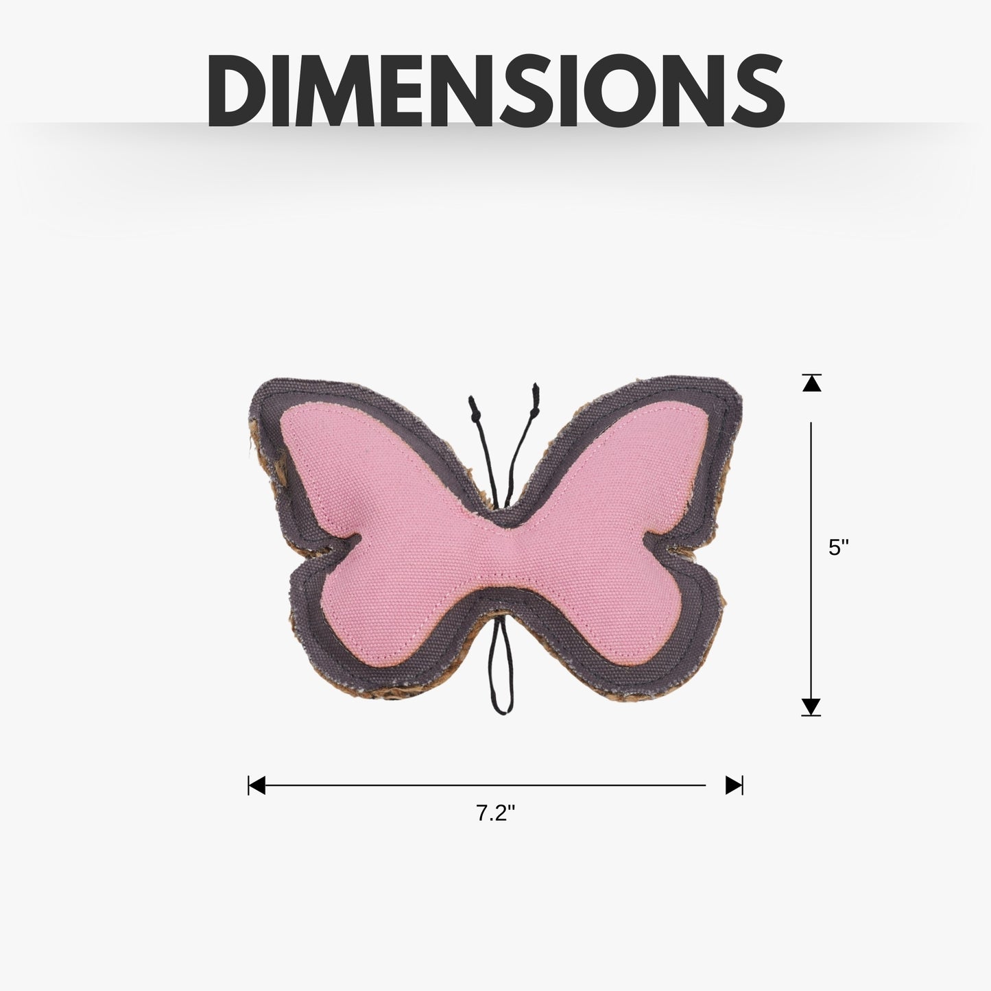 Butterfly-shaped canvas and jute dog chew toy