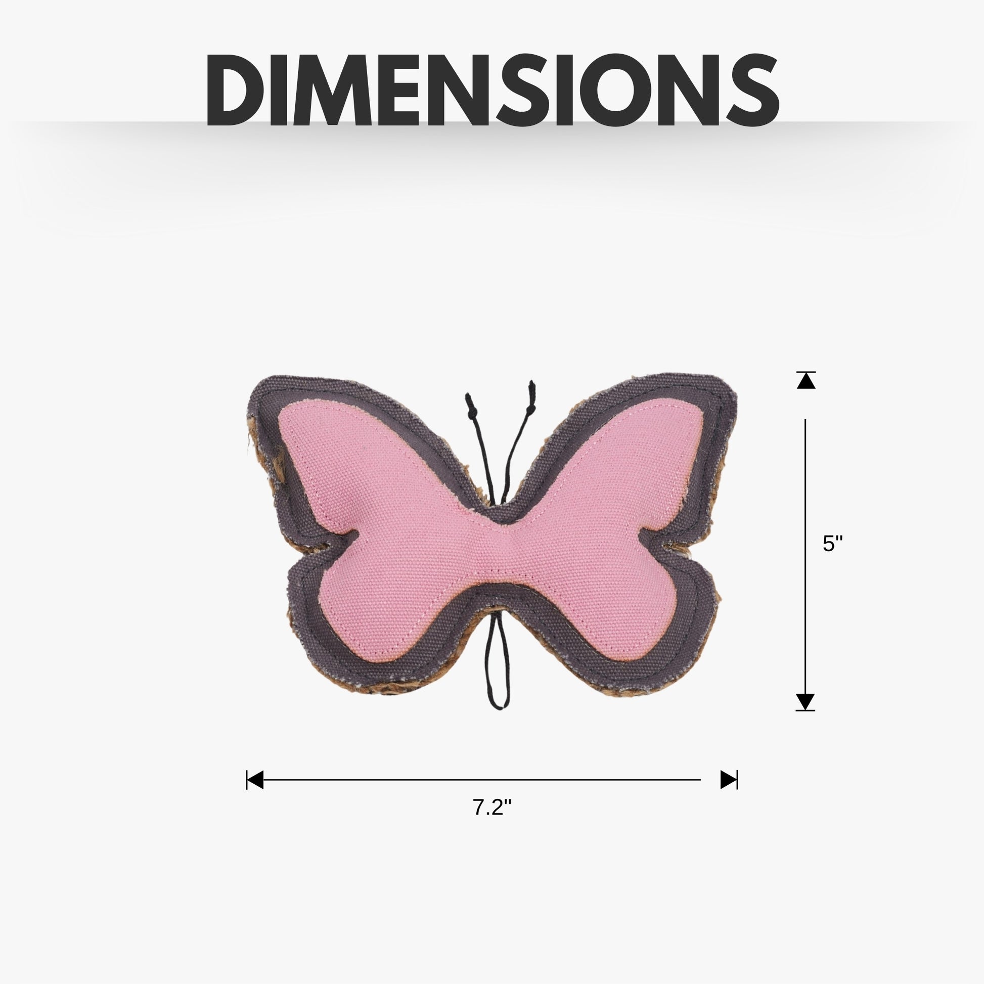 Butterfly-shaped canvas and jute dog chew toy